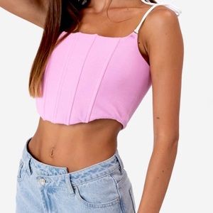 Adika Pink Singleton Corset-Style Crop Top